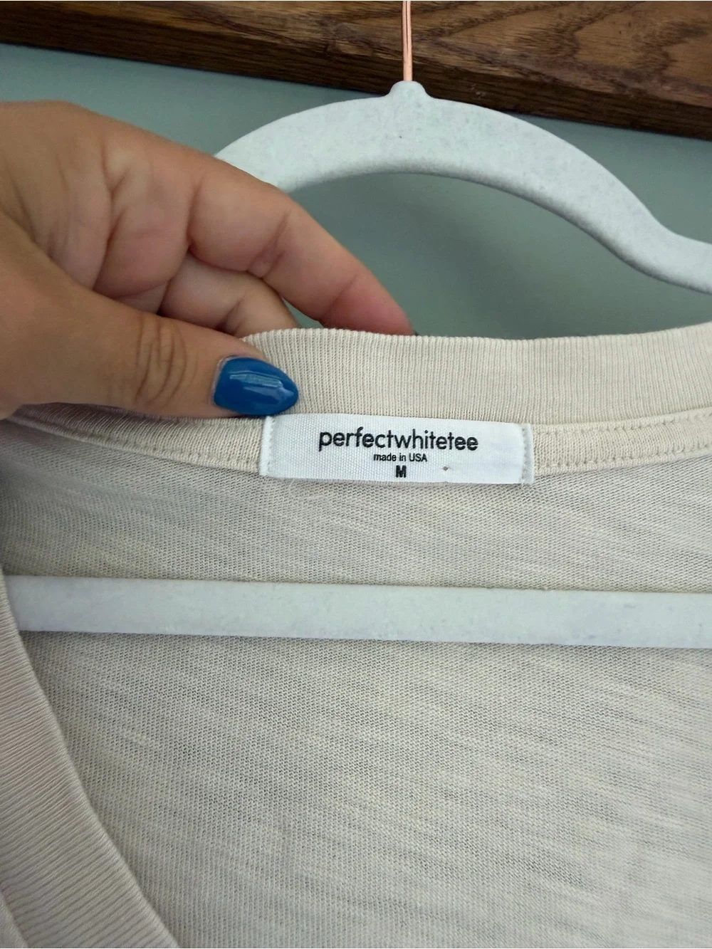 perfectwhitetee "Pearl" Cream 100% Cotton Cropped V-Neck Cap Short Sleeve Tee - Picture 11 of 15
